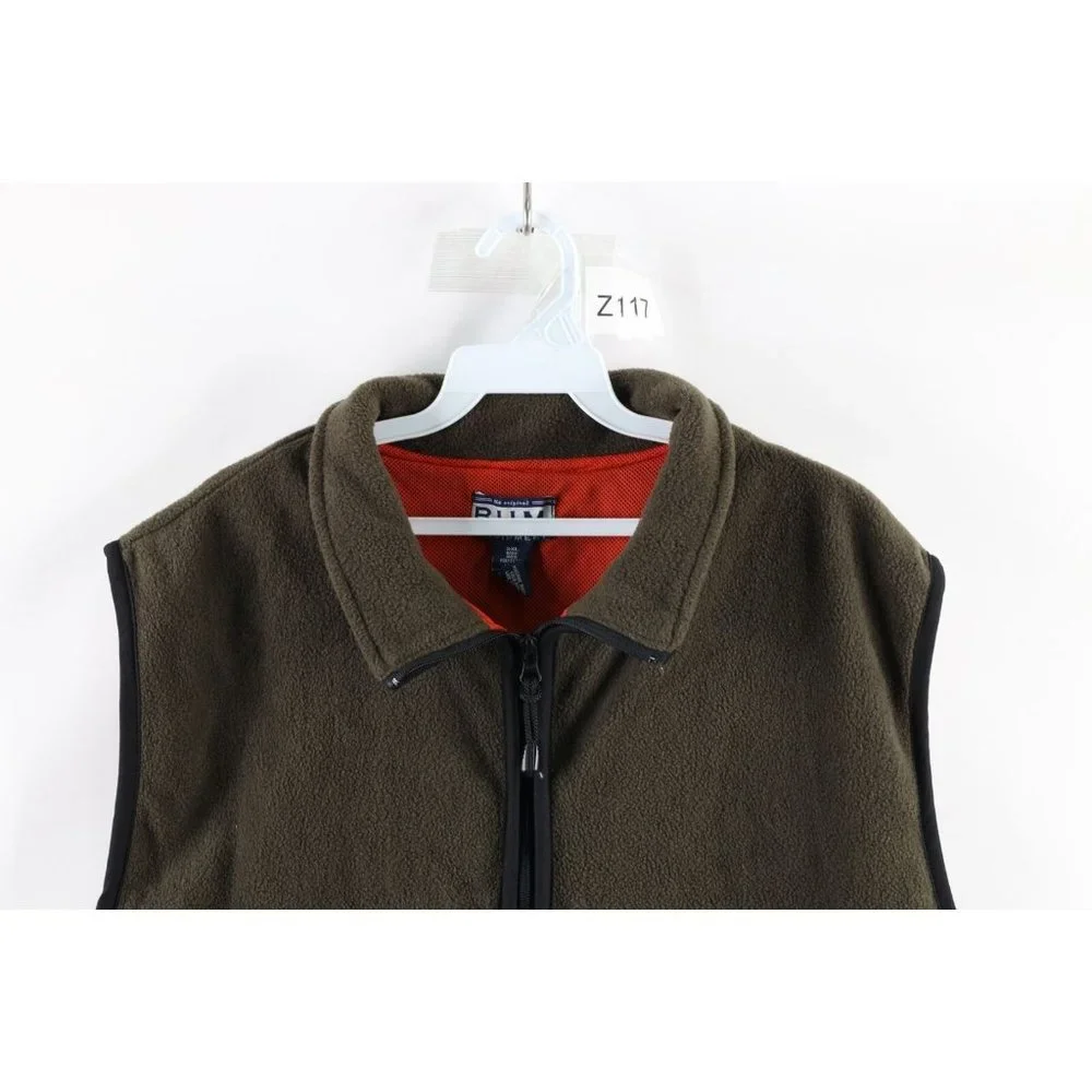 Vintage 90s Streetwear Mens 2XL XXL Full Zip Fleece Vest Jacket Olive Green - Picture 2 of 8